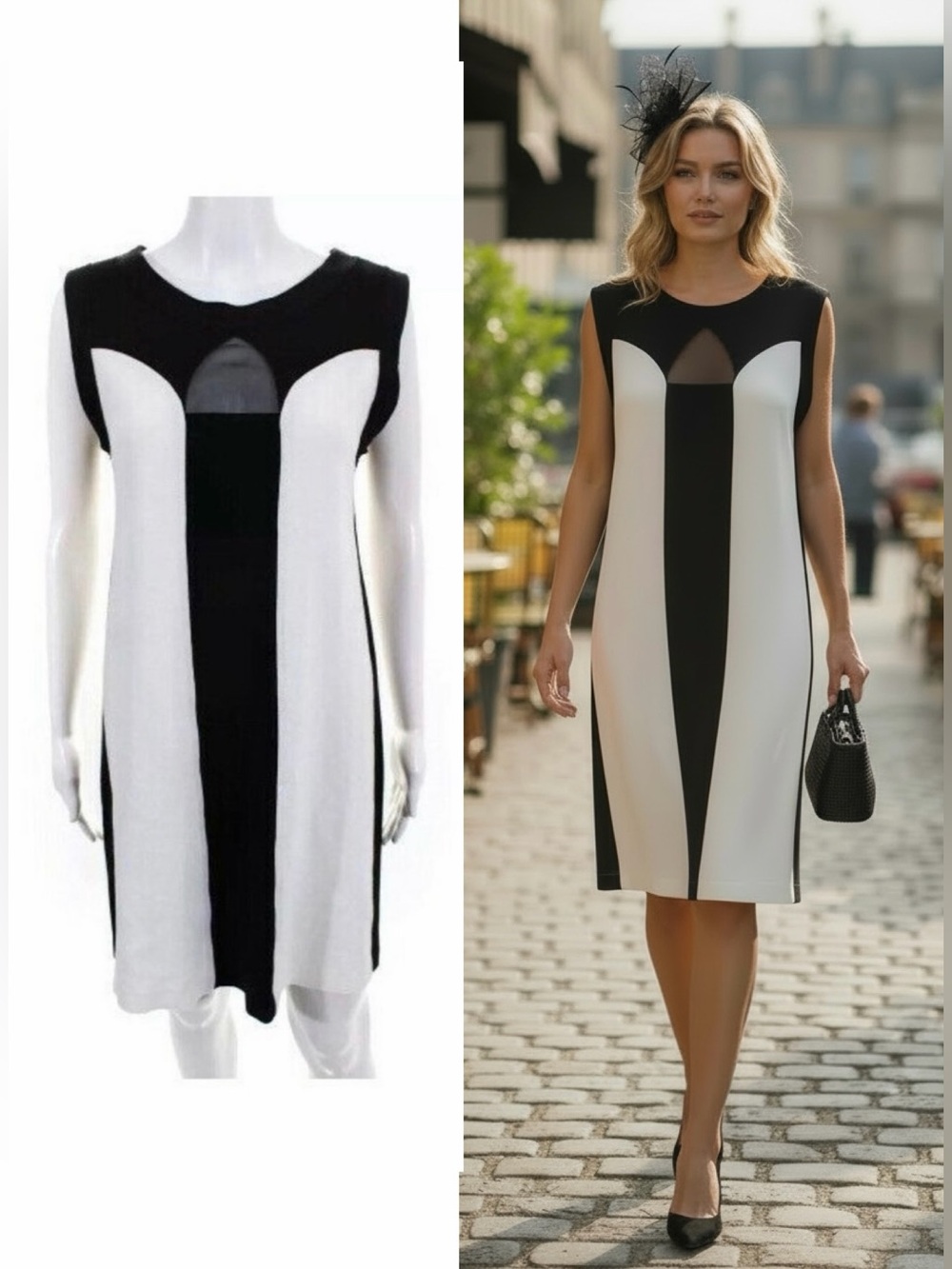 Yoana Baraschi Colorblock Black White Dress Couture Classic
